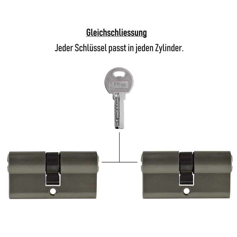 LÖWEN 70 mm 2x Cylinder Lock 35/35 Double Cylinder Simultaneous