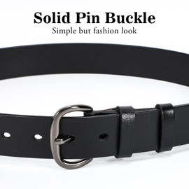 WHIPPY Women Leather Belt for Jeans Pants Dresses Fashion Ladies Waist Belt with Black Buckle M