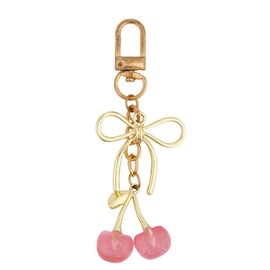 Tinoaly Cherry Keychain for Women, Gold Key Ring with Bow & Cherry Pendant Adorable Bag Charm Stylish Aesthetic Key Chain Gifts for Bag Purse Car Accessories