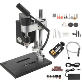YILIKISS Mini Bench Drill Press, Small Benchtop Drilling Machine Electric Portable Table Driller, Adjustable 7-Speed, B10 Chuck, Drill Bit and Clamp, Metal Wooden DIY Jewelry Making Crafts Tool
