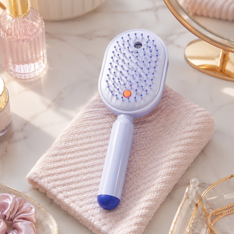 Rechargeable Water Spray Hair Brush for Women – USB-C Detangling