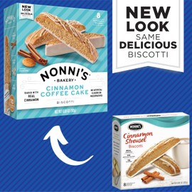 Nonni's Cinnamon Coffee Cake Biscotti Italian Cookies - Italian Biscotti Almond Cookies w/Cinnamon Streusel Icing - Biscotti Individually Wrapped Cookies - Kosher Coffee Cookies - 6.88 oz