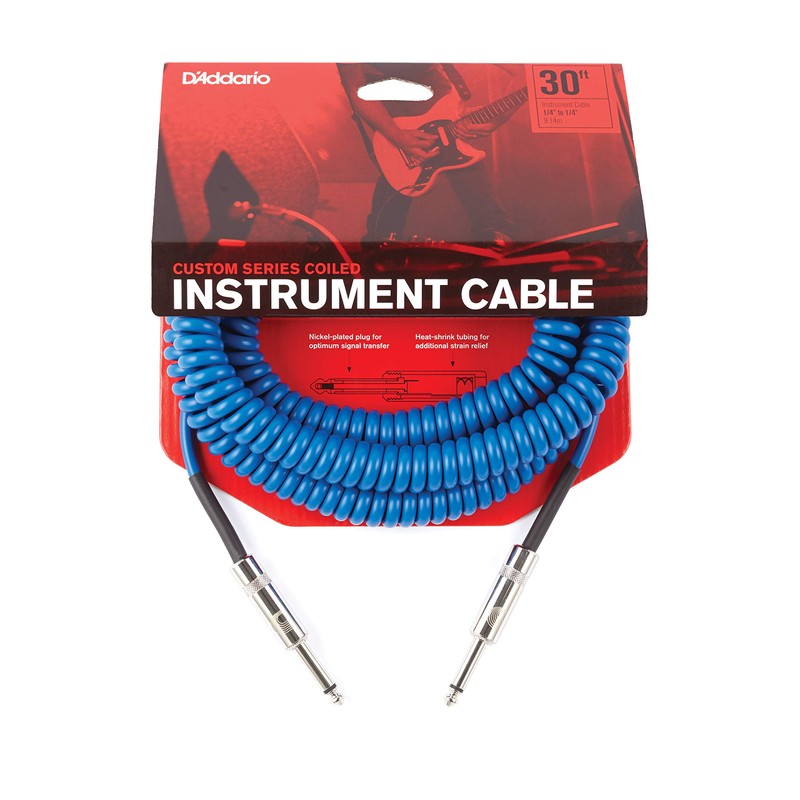 D'Addario Spiral Instrument Cable - Blue 9m