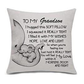Bacmaxom Grandson Gifts from Grandma Grandpa Cushion Cover Throw Pillow Cover for Grandson from Grandparents Thanksgiving Gifts Birthday Gifts (grandson)