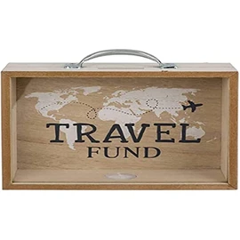 Out of the blue Decorative Wooden Money Box Travel Funds Size: 21 x 16.5 x 7.5 cm
