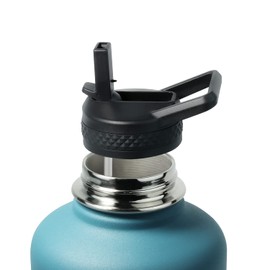 Topre Water Bottle Lid, Flip Straw Lid with Straws and Brush BPA-Free Leak Proof Wide Mouth Replacement Cap for 64oz Insulated Water Bottle Accessories