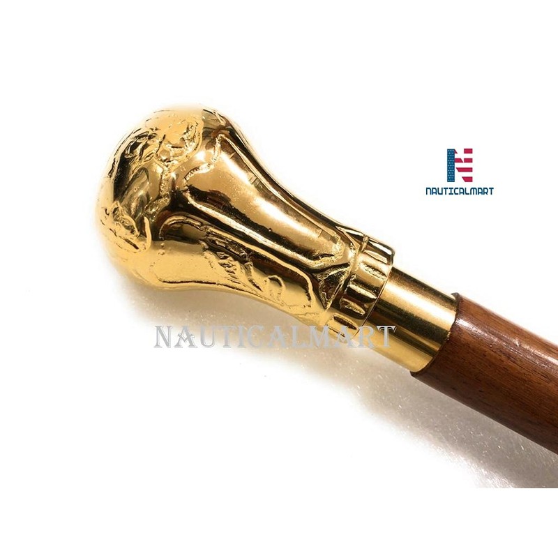 Gold Plated Replica of Bat Masterson Knob Handle Walking Cane