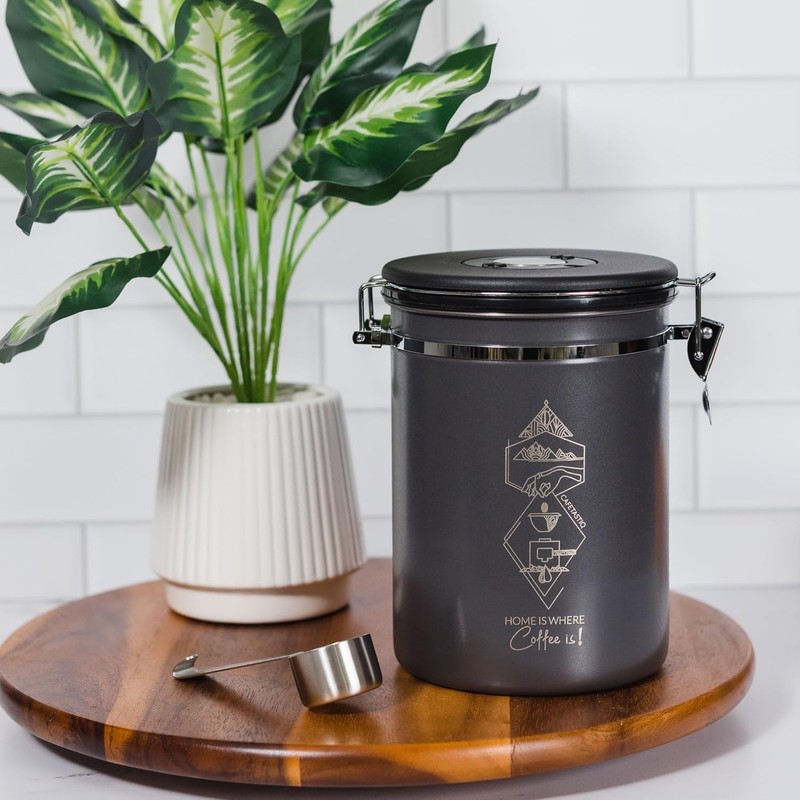 CafetastiQ Coffee Canister – Airtight Stainless Steel Storage Container with