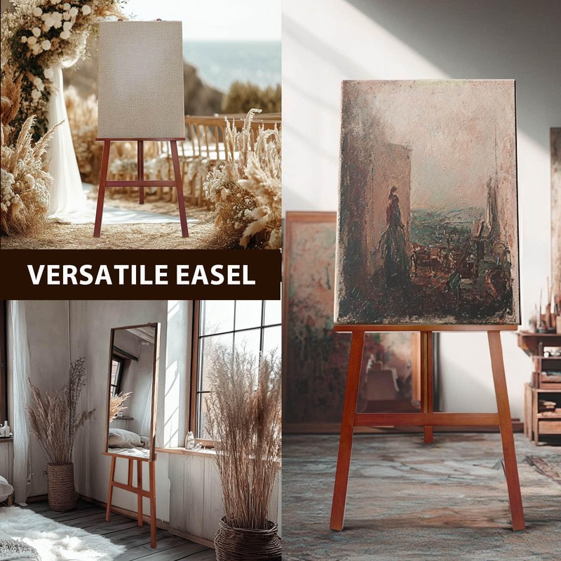 Stuelloaf Large A-Frame Wooden Painting Display Walnut Easel, Large Adjustable