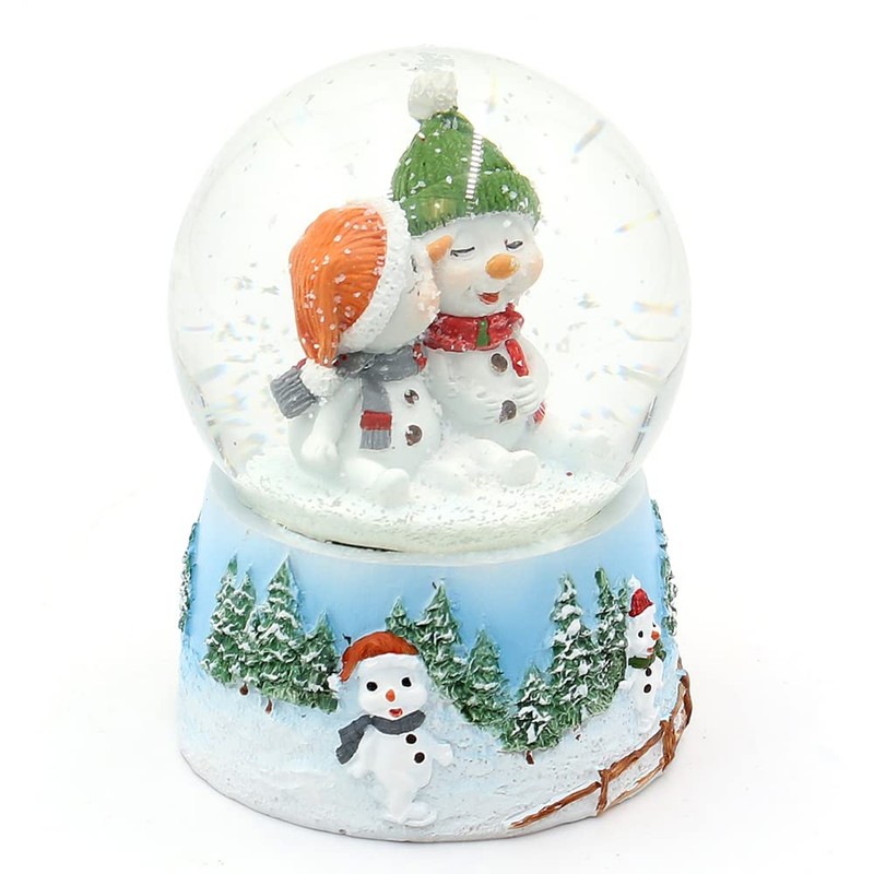 Dekohelden24 Snow Globe Snow Children with Hat on Elaborately Decorated