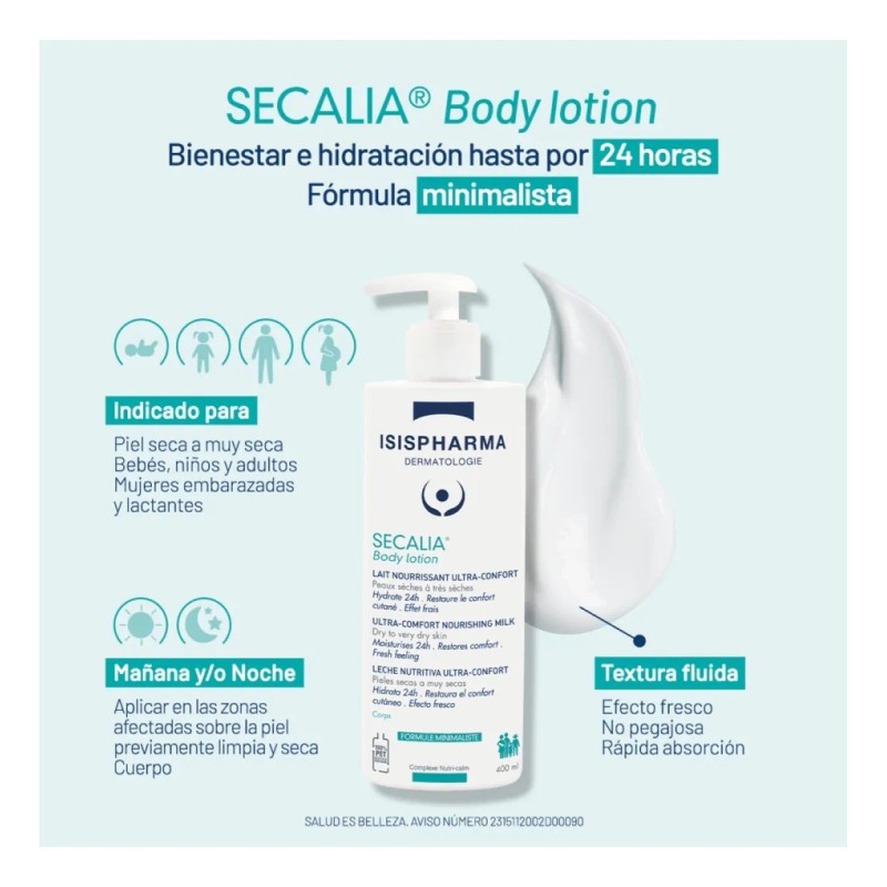 Isispharma Secalia Body Lotion Hidratante Pieles Secas 400ml