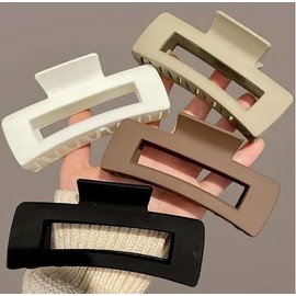 4 Pack Large Hair Claw Clip For Thick & Thin Hair Matt Coated Solid Colour Rectangle Hair Accessories for women and kids