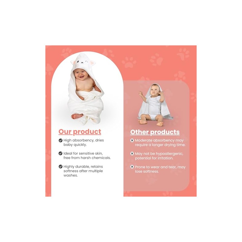Premium Baby Towel for Bath with Hood, Extra Soft, Silky