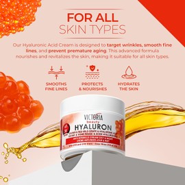 Hyaluron, Caviar & Red-Grape Anti-Wrinkle Lifting Day & Night Cream for Ages 50 to 65+ (50ml) by Victoria Beauty