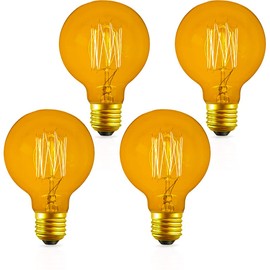 EX ELECTRONIX EXPRESS 4 Pack of Dimmable G80 Vintage Edison Light Bulbs, 360 Degree Beam Angle 60W Incandescent Bulbs, 2200K Amber Glow, 110-130 Volts, E26 Medium Base for Home Light Fixtures