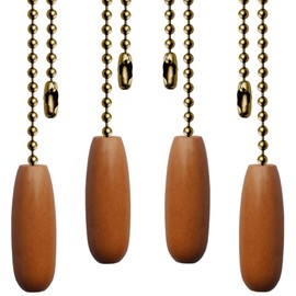 Aeknewo 4 Pack Ceiling Fan Pull Chains 12-inch Beaded Ball Chains Wooden Decorative Pendant Extension Chains for Ceiling Light Lamp Fan Chain(Bronze)