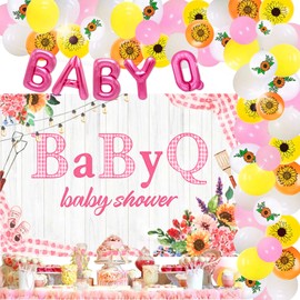 LaVenty Pink BBQ Baby Shower Backdrop Decorations BBQ Party Supplies Picnic Themed Party Decorations BBQ Grill Gender Reveal Decorations