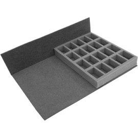 Navara Figure Case Tray Set to carry 40 troops on 25-32mm bases plus monsters or vehicles. Pick&pluck tray 80mm deep (2cm blocks), troop comps 50x30mm