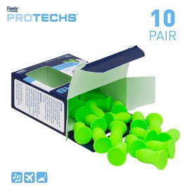 Flents Foam Ear Plugs, 10 Pair with Case for Sleeping, Snoring, Loud Noise, Traveling, Concerts, Construction, & Studying, NRR 33, Green, Made in the USA | Flents