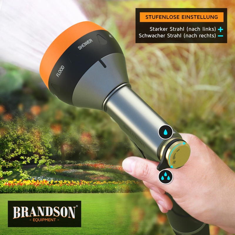 Brandson - Gartenbrause Metall − Handbrause Garten - 7 Sprühbilder
