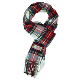 Glory Max Scottish Stewart Tartan Plaid Luxurious Winter Scarf Soft Cashmere Feel 72"x12" (White Stewart Tartan)