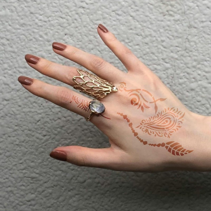 Thyonta 3PCS Hand Tattoo Stencil Indo-Nepalese Black Openwork Henna Tattoo