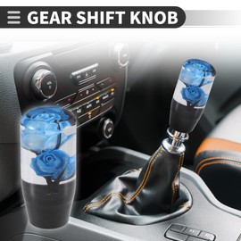 Motoforti Universal Rose Flower Car Gear Shift Knob, Manual Automatic Stick Gear Shifter Knob, 10cm, Acrylic, Blue, 1 Set