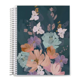 Erin Condren 8.5"x11" Lined Platinum Spiral Notebook. Bold Blooms Cover Design. 160 Lined Pages for Notes, Journaling, Writing. 80 Lb. Text Weight Paper, Stickers Included