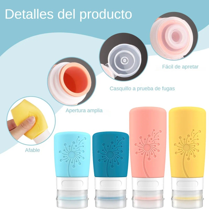 20 Botellas De Kit De Viaje Portátiles Contenedores Silicona