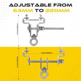 fifibang I-Beam Hanger for Heavy Bags Holds 204 kg, Steel Support Clamps Width Adjustable from 6.3 - 2.2 cm, Steel Carrier Clamp, Heavy Bag Hanger for Punch Bag/Swing Chair