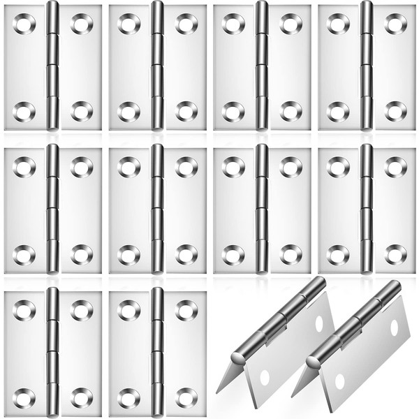 Eruinfang 12 Pieces Hinges Stainless Steel Folding Butt Hinges Small
