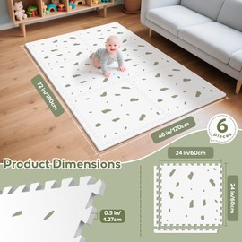 PIGLOG Baby Foam Play Mat-72”x 48” Baby Playmat,6-Piece Interlocking Foam Floor Tiles,Puzzle Mat for Infants and Toddlers,Waterproof Crawling Mat,Non Toxic Play Mat for Baby Tummy Time Mat(Spot)