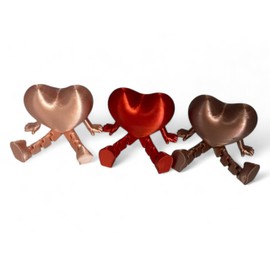 Flexible Articulated Heart-Shaped Toy - Perfect Home Decor & Valentine’s Gift for Her or Him, Available in 3 Colors, Desk Toy for Fidget Lovers - Yorkshire3D (Silk Red)