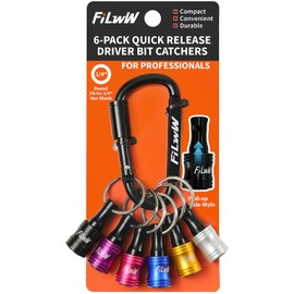 FiLwW Bit Holder, Socket Holder, Keychain, Portable, Storage, Tip Tool, Parts, Screwdriver, Carabiner, Carabiner, Carabiner, Portable, Screwdriver, Adapter, Set of 6 Colors