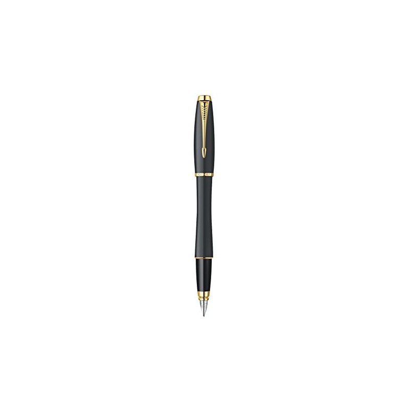 Parker Urban Black Gold Trim Medium Nib Fountain Pen -