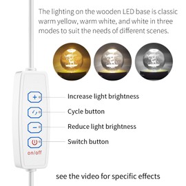 YAKAMOZ LED Lights Display Base Wooden Lighted Base Stand for Laser Glass Resin Art(Warm Light and White Light)