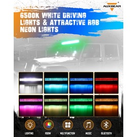 Auxbeam Light Bar for Trucks 240W 42 Inch RGBW Dual Row Led Light Bar 24000LM Combo Beam LED Off Road Lights, Waterproof Straight Light Bar Kit Compatible with Jeep SUV, Bluetooth Control
