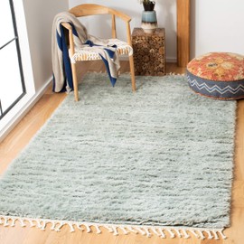 Safavieh Casablanca Shag Collection CSB150B Hand-Knotted Tassel Premium New Zealand Wool 1.8-inch Thick Area Rug, 4' x 6', Blue