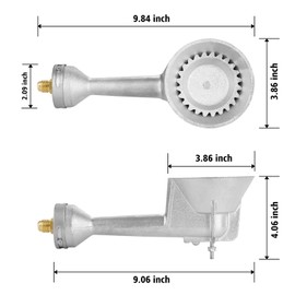 WADEO Propane Burner Head 2 PCS, High Pressure Cast-Iron Round Turkey Fryer Burner with 4FT Adjustable High Pressure Propane Regulator with Hose and Brass Fitting