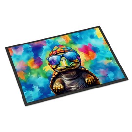 Caroline's Treasures DAC4047JMAT Hippie Animal Tortoise Turtle Doormat Front Door Mat Indoor Outdoor Rugs for Entryway, Non Slip Washable Low Pile, 24H X 36W