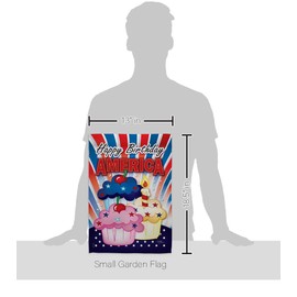 American Cupcake Garden Flag - Set Wall Holder Patriotic Fourth of July Independence Day Fireworks BBQ United State - House Decoration Banner Small Yard Gift Double-Sided Imported 13 X 18.5