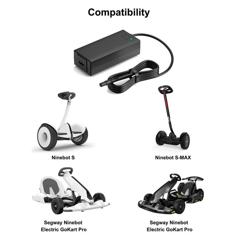 VHBW 63V Charger Compatible with Segway Ninebot Charger 4 Prong