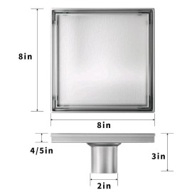 Bochni 8" Inch Shower Drain Brushed 304 Stainless Steel Tile Insert