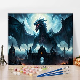 TUMOVO Paint by Number for Adults, Dragon Oil Painting for Adult, Fantasy Wild Animals Adults' Paint-by-Numbers Kits, DIY Painting by Numbers Arts Craft for Home Wall Decor, 16 X20 Inch