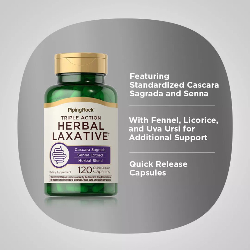 Piping Rock Herbal Laxative Capsules | 120 Count | Non-GMO,