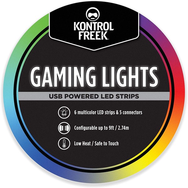 KontrolFreek Gaming Lights: LED Strip Lights, USB Powered with Controller, 3M Adhesive for TV, Console, PC, Wall (9 ft)
