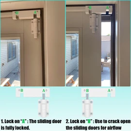 TPard Patio Sliding Glass Door Security Lock/Bolt, Rail-Childproof Safety Window Locks for Any Slide Doors and Windows, Install on The Top Bottom Foot Kick Lock White 2PC