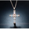 Barzel 18K Gold Plated Created Opal Cross with Chain, 18