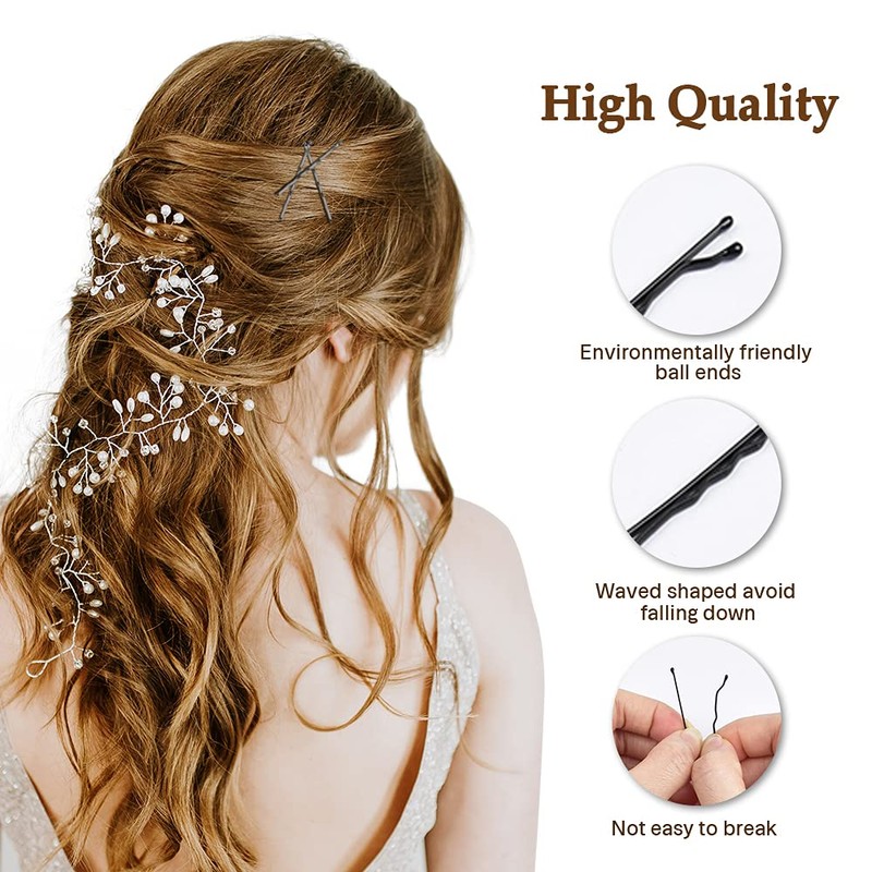 MORGLES 120Pcs Bobby Pins Black, 2Inches Bobby Hair Pins Bulk