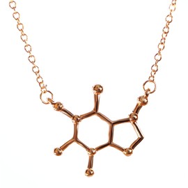 Serebra Jewelry Caffeine Molecule Pendant Necklace Made of Alloy | Colors: Silver Gold Rose Gold | Nerd Student Girlfriend Coffee Caffeine Addiction